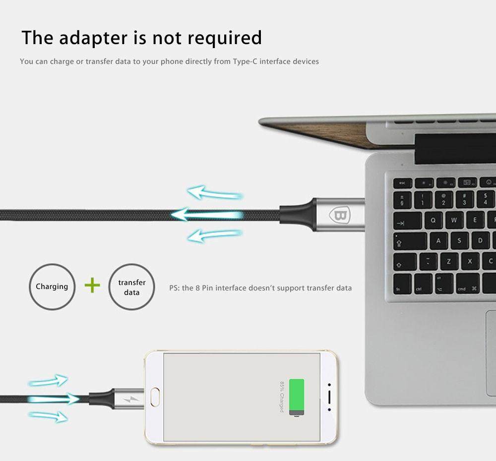 Baseus Rapid Series 3A 3 in 1 Type-C + 8 Pin + Micro USB Cable Type-C Output 1.2M Baseus Rapid Series 3A 3 in 1 Type-C + 8 Pin + Micro USB Cable Type-C Output 1.2M