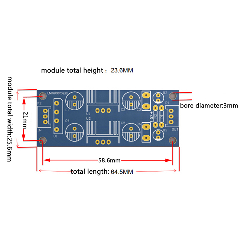 LM7812 + LM7912 ±12V dual voltage regulator rectifier bridge power supply module. 