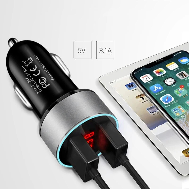 Mobile Phone Car Charger For Samsung Galaxy S20 FE A32 5G OPPO Find X3 X2 Lite Neo Pro A5 A9 2020 A8 3.1A Dual USB Fast Charger. 