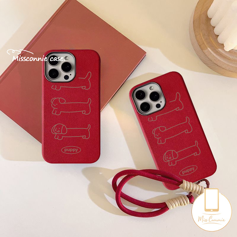 Luxury Lanyard Case for Realme Note 60 50 C63 C67 C15 C65 C35 C61 C11 C25 C21 C3 C30 C51 C53 C20 C21Y C55 C17 C31 C25Y 5 11 5i 5s 7i 12 6i Narzo 50 20 Cute Puppy Dachshund Dog Case. 