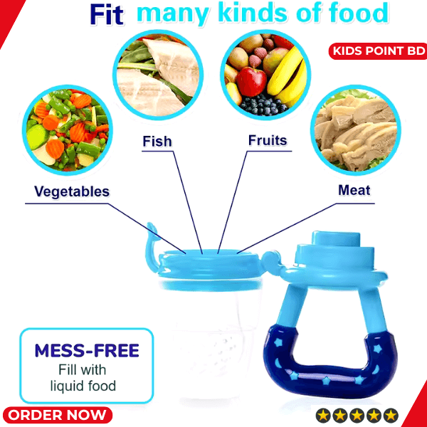 Baby Fruit Juicer Pacifier Fresh Food Feeder Teething Toy with Mesh Teether - 1 Pcs Multicolor. 