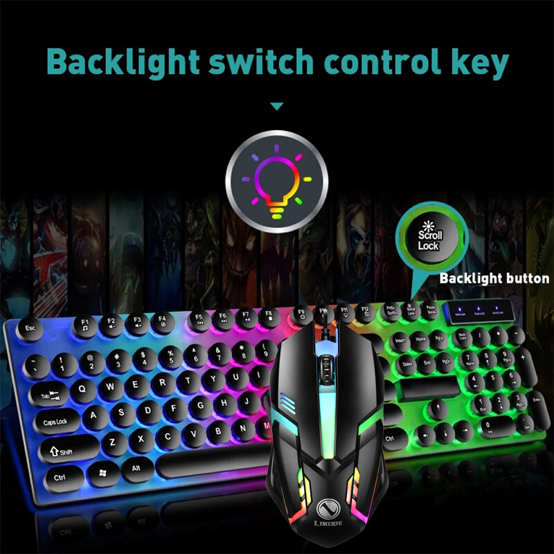 【Free Gift】GTX3000 Backlit Gaming Keyboard Mouse Combo Mechanical Feel Computer Gaming Set LED Backlight USB Keyboard Mouse Set Backlit Full Size 键盘 鼠标 Papan Kekunci Wire Tetikus Win XP/7/8/10 For PC/Laptop. 