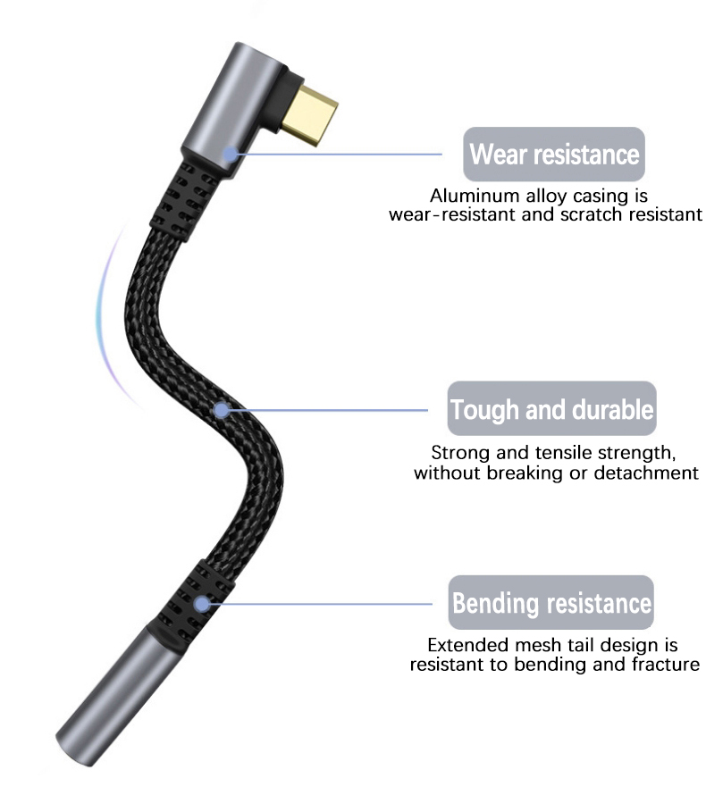 Elbow USB Type C To 3.5mm Jack Earphone Adapter 3.5 Audio Cable Converter For Samsung Galaxy S24 S23 Ultra Xiaomi 14 Poco X6 Pro. 