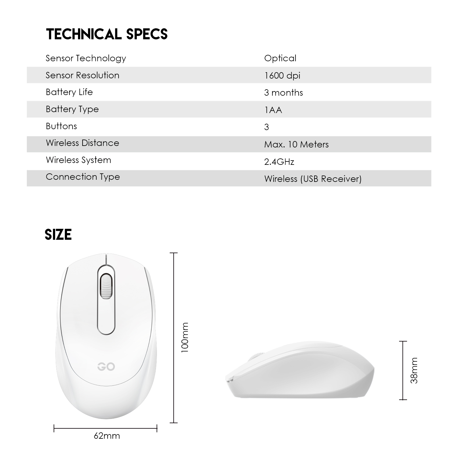 FANTECH W603 GO SERIES 1600dpi Wireless 2.4GHz Optical Sensor Mouse For PC Laptop. 