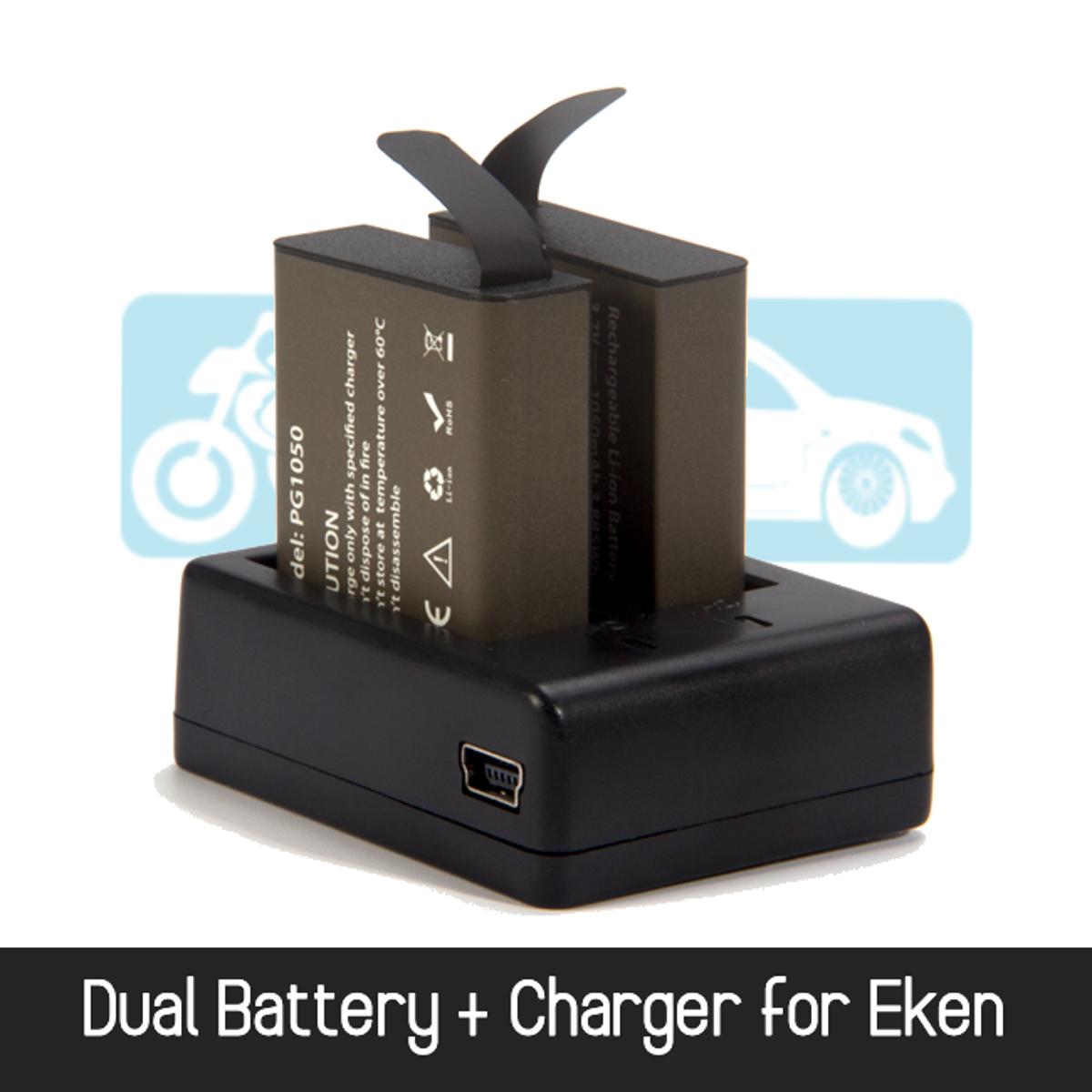 EKEN Battery SJCAM SJ5000 battery + Dual Battery Charger PG1050 1050mAh MotoAuto Remax SJ4000 SJ5000x M10 dbpower ex5000 Soocoo Gitup Git2 Action Cam
