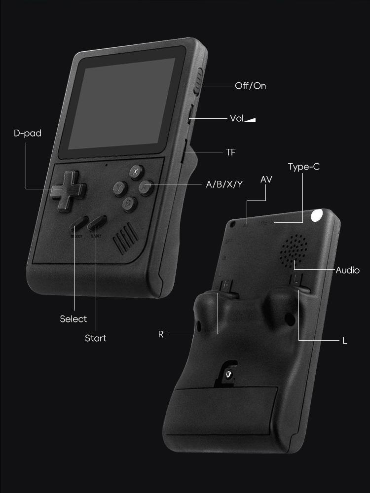 Portable Retro Mini Handheld Game Console Video Game for NES/SNES/GBA Emulators Consoles for Gameboy Player GB300. 
