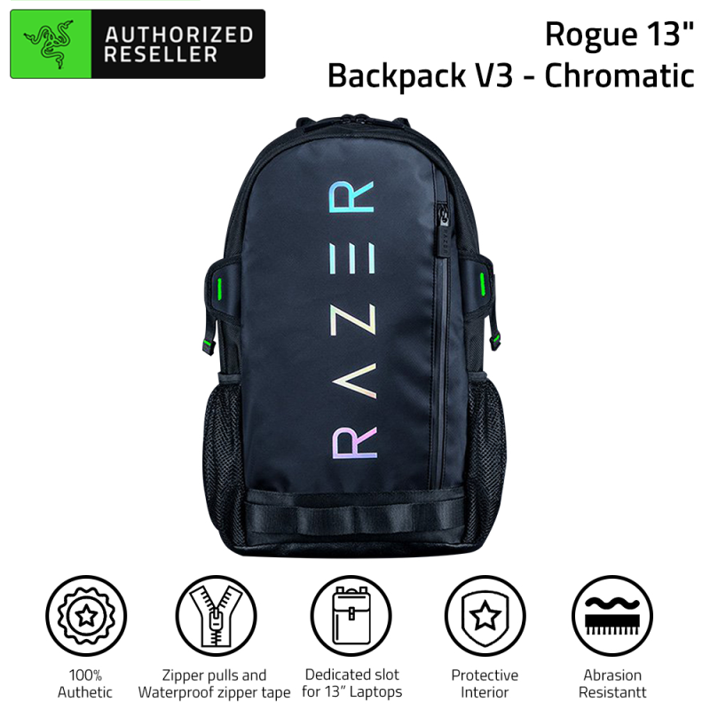 RAZER Rogue 13" Backpack V3 Compact Travel Backpack with 13" Lap-top Compartment Water Resistant Anti-Wrinkle Polyester Exterior Bag
