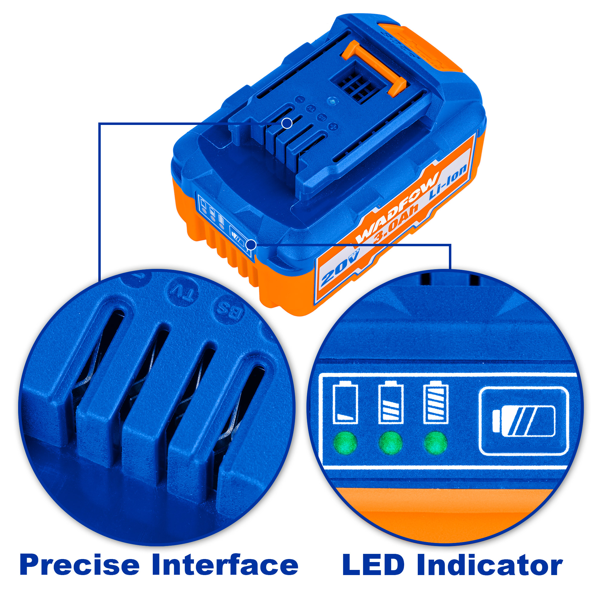 WADFOW 20V 3.0AH Lithium-ion Battery Pack  For P20S cordless tools WLBP530. 