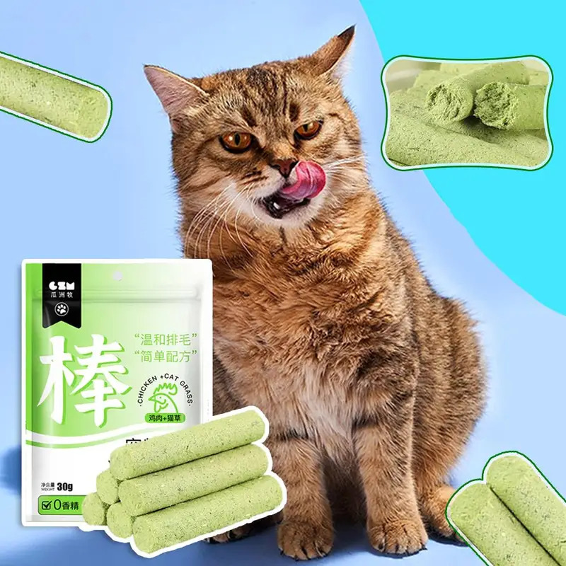 6pcs/bag Natural Cat Grass Sticks Molar Rod Chewing Stick Chew Treat For Cat Chew Granules Cat Grass Teething Stick. 