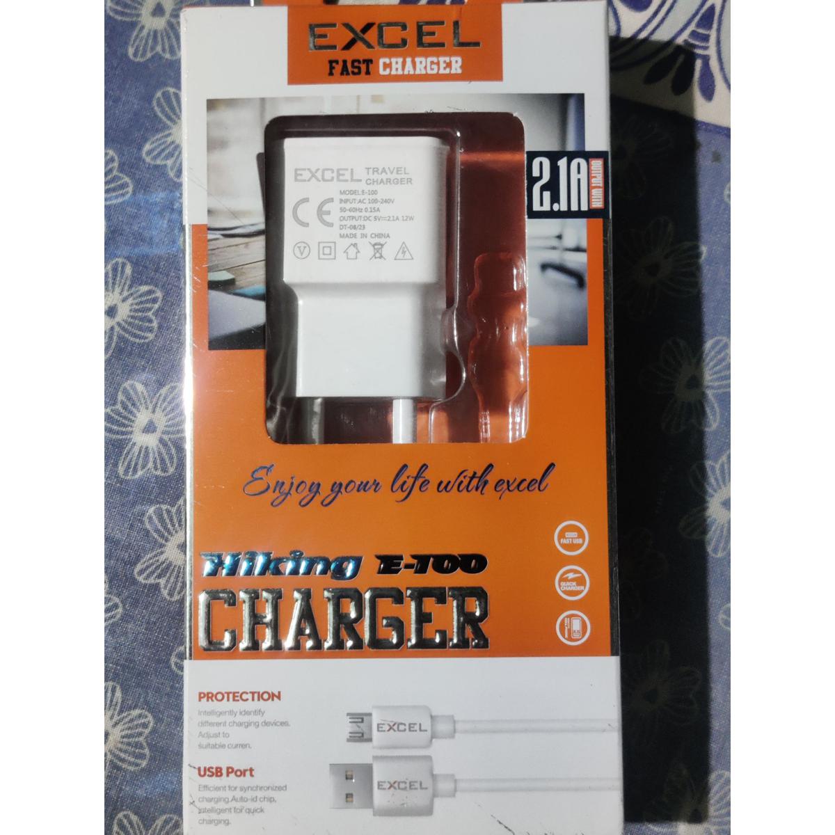 Excel E100 12W Fast Charger 2.1A Smart Phone Charger with Micro USB / Type C cable