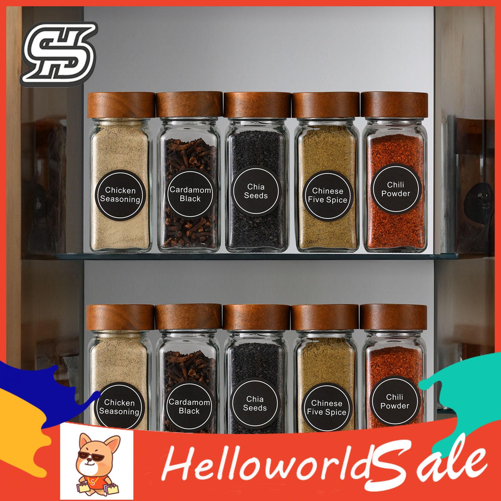 Canning Spice Bottles Transparent Spice Jar Set with Labels Easy-to-use Seasoning Bottles for Home Kitchen Favorite Sealed Spice Containers. 