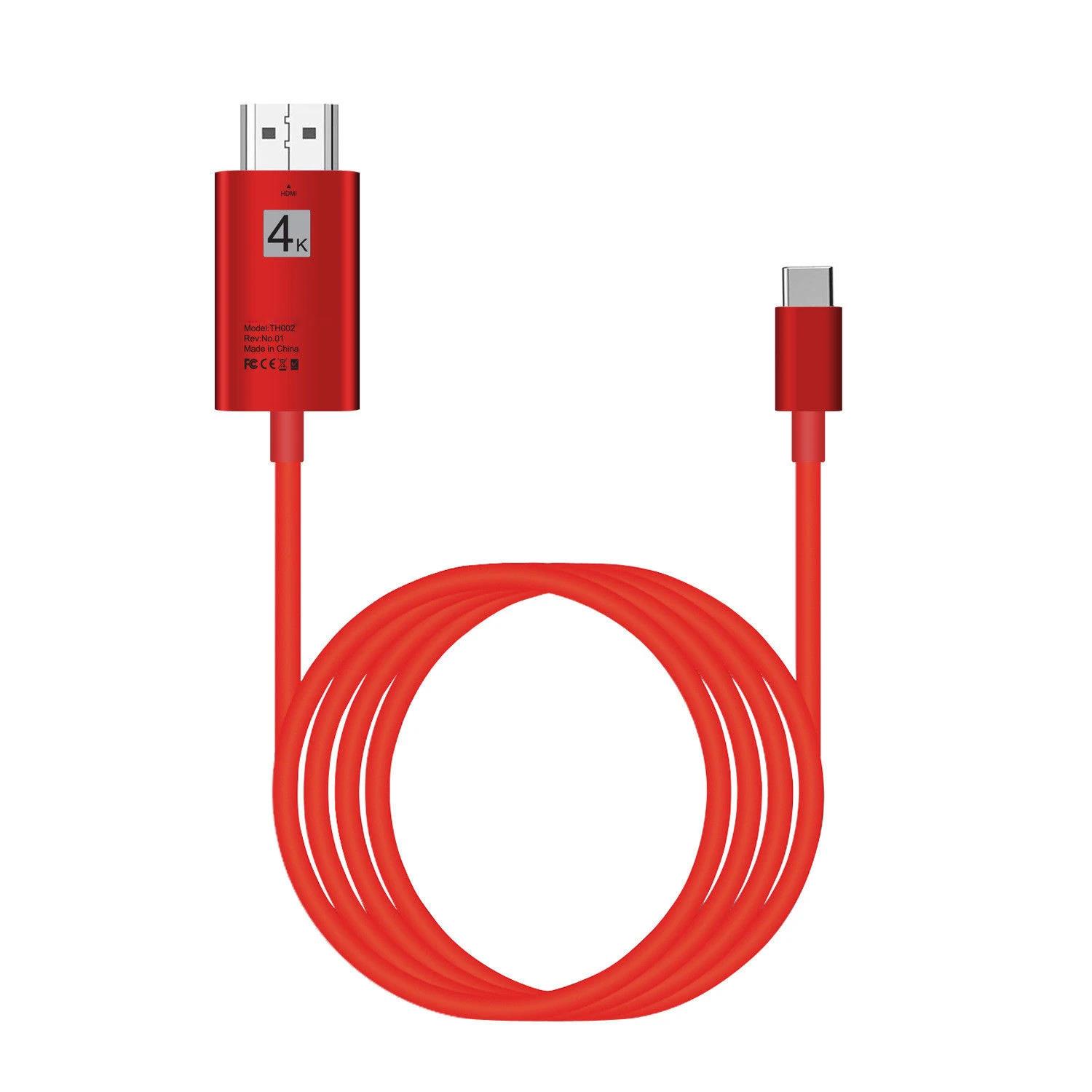 4K Type C Phone Screen Share Display Adapter Video Cable for MacBook Laptop PC Samsung Note 20 10 S20 S10 S9 S8 To TV Projector. 