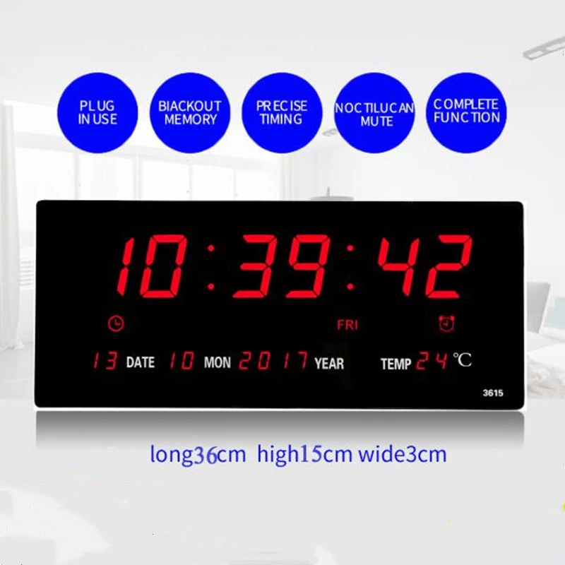 High Quality XY-3615 Digital LED Wall Clock And Large Display. 