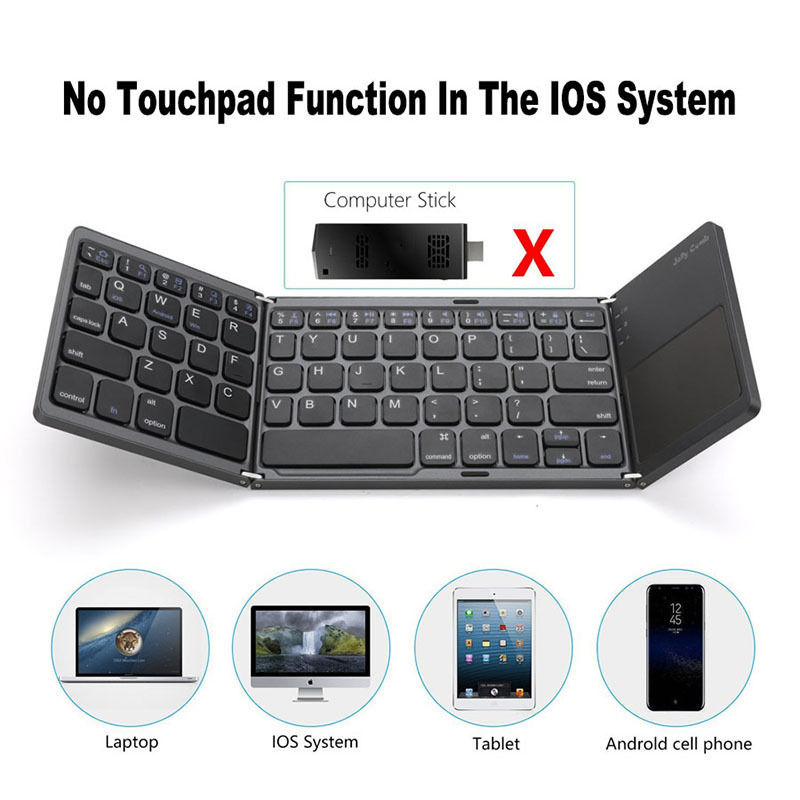 B033 Mini Folding Keyboard, Wireless Bluetooth-compatible Keyboard with Touchpad. 