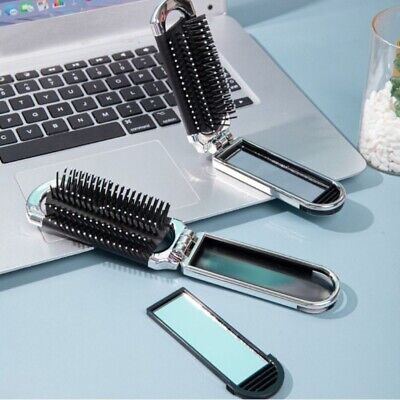 2 In 1 Foldable Hair Brush & Mirror, Hair Brush/Hair Comb For All Hair Types. 