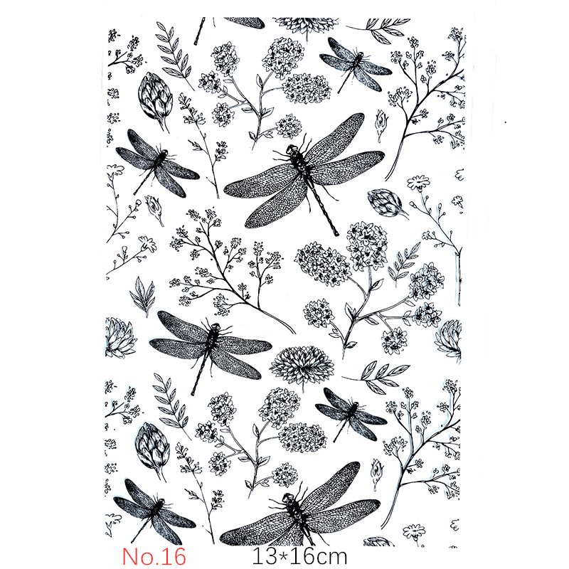 SNASAN Dragonfly Polymer Clay Texture Stamp Sheets Summer Pattern DIY Individual Design Embossing Art Clay Pottery Tools Supply. 