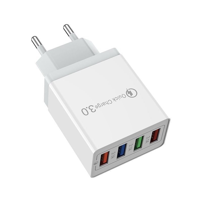 Quick Charge 4.0 4 Port EU US Fast Charger For Samsung S24 S23 S22 Ultra S21 S20 FE S10 S9 S8 Plus Fast Charging Wall Charger. 