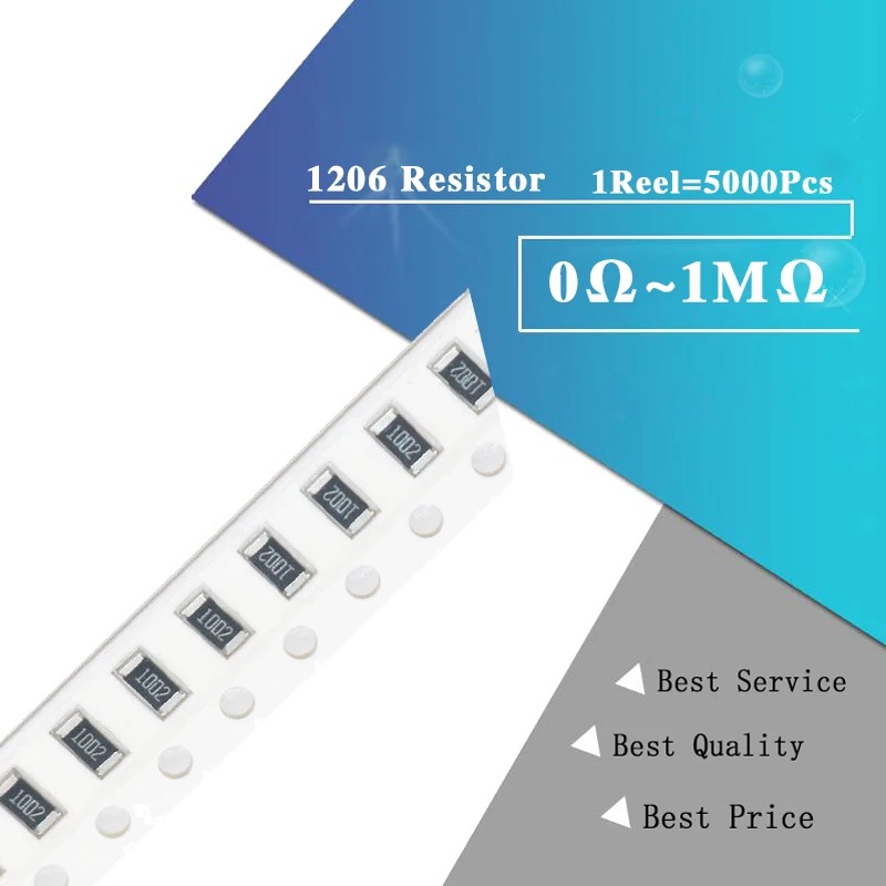 5000Pcs 1206 0R ~ 10M SMD resistor 1/2W 0 1 10 100 150 220 330 ohm 1K 2.2K 10K 100K 0R 1R 10R 100R 150R 220R 330R ohm 5%. 