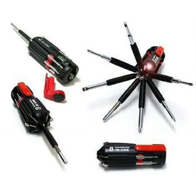 8 In 1 Portable Screwdriver Tools Set With 6 Led Torch. 