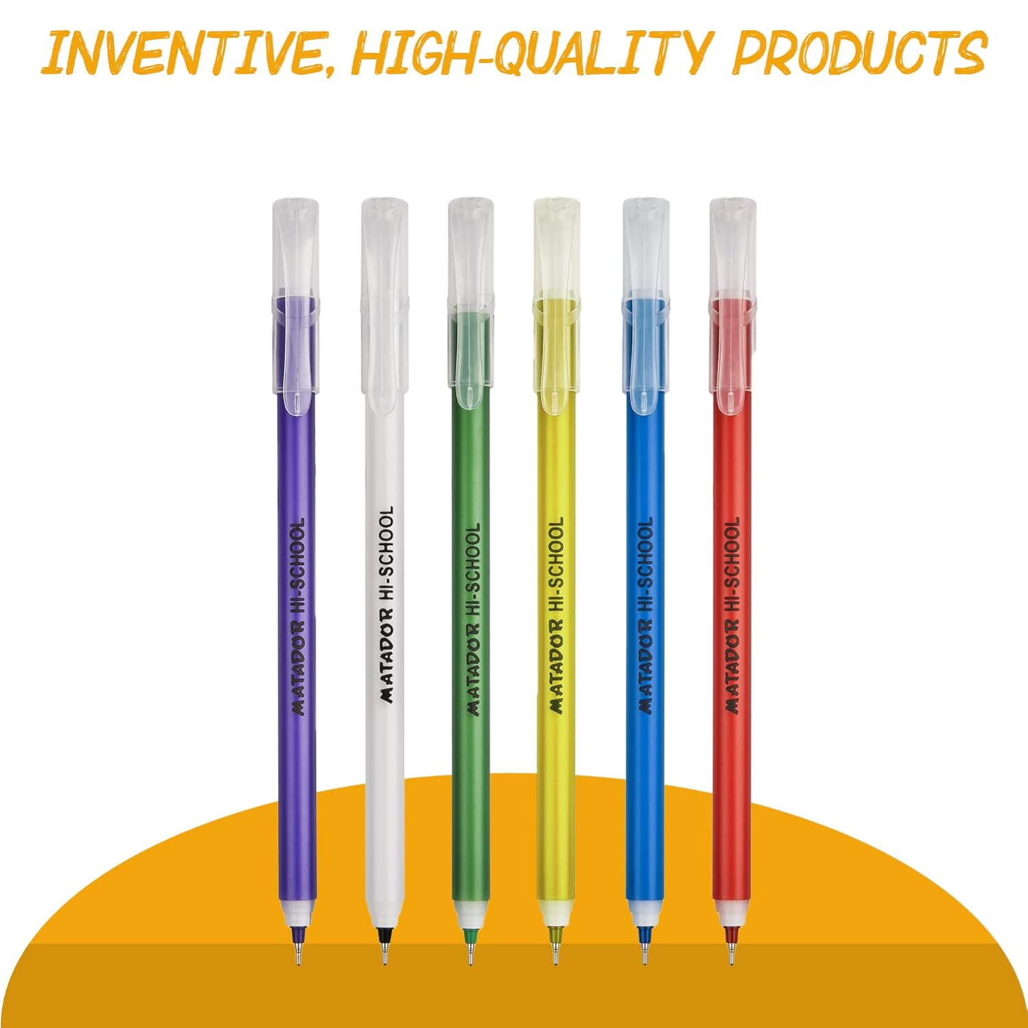 Matador HI-SCHOOL Ballpen, Fine-Point (0.6 mm), Black Ink, 6 different Colorful Bodies, Round Barrel Design, Smooth & Instant Writing (12pcs )