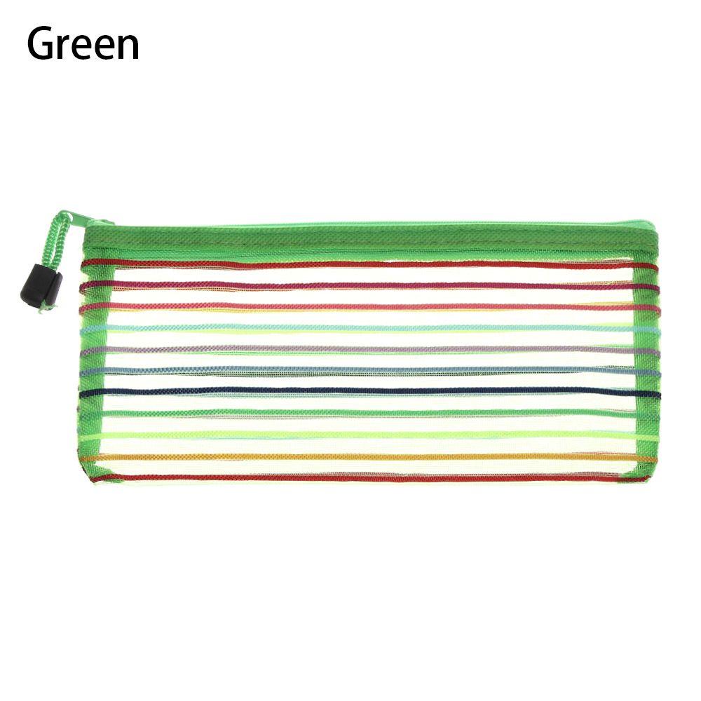 1pc Handbags Coin Purse Makeup Stationery Cosmetic Rainbow Color Cosmetic Storage Grid Mesh Pen Bag Zipper Pencil Case