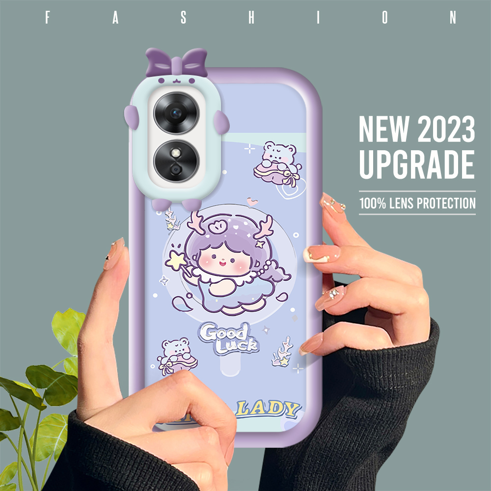 Custodia Oppo A17 Con Gattino | Silicone TPU Morbido Trasparente | Antiurto E Antigraffio