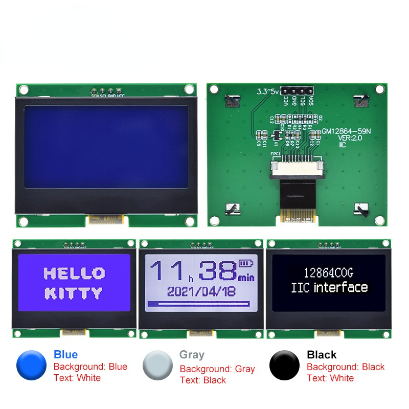 12864 IIC LCD Module 128X64 I2C ST7567S COG Graphic Display Screen Board LCM Panel 128x64 Dot Matrix Screen For Arduino - 317924747