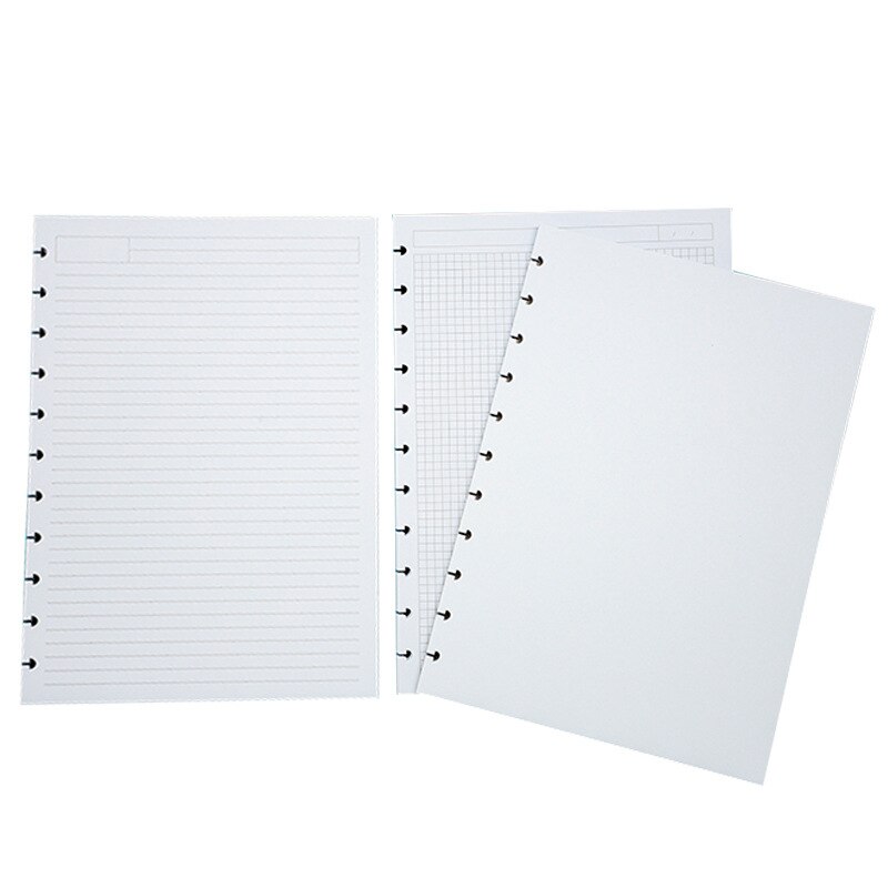 【happy one】Fromthenon A4 Mushroom Holes Refill Ring Notebook Paper Blank Grid Line Disc-bound System Diary Accessories. 