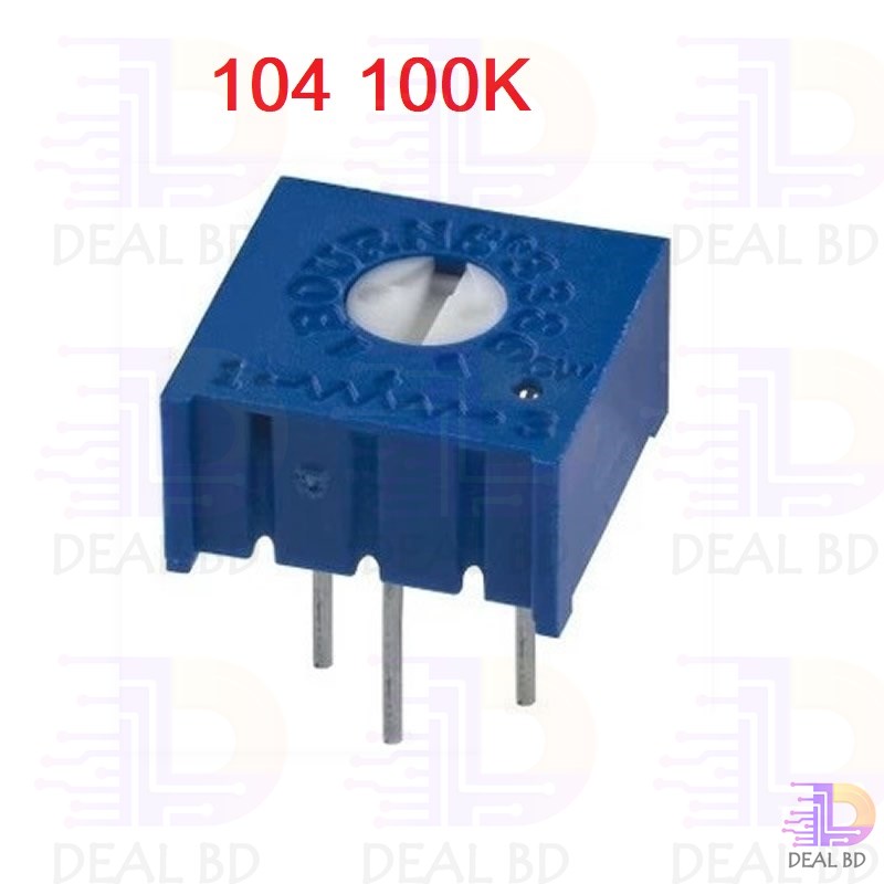 3Pcs- Square Trimmer Trim Pot 104 100K Ohm 3386 Package VR Potentiometer 0.5W Top Adjust Variable Resistor. 