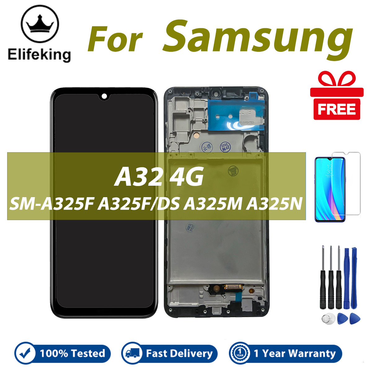 LCD With Frame For Samsung Galaxy A32 4G A325 A325F A325M A325F/DS Display Touch Screen Digitizer Assembly Replacement