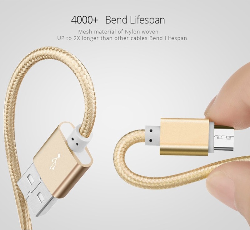 Nylon Micro USB Charger Cable for iRulu eXpro P2 for HomTom HT50, HT30, HT27, HT17, HT10, HT7 Pro Data Sync Charging Cable. 