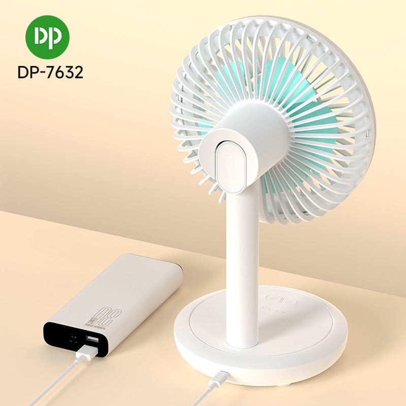 DURATION POWER DP-7632 Rechargeable 4000mAh Battery Up-Down Adjustable Three Speed Modes Fan With LED Lamp. 