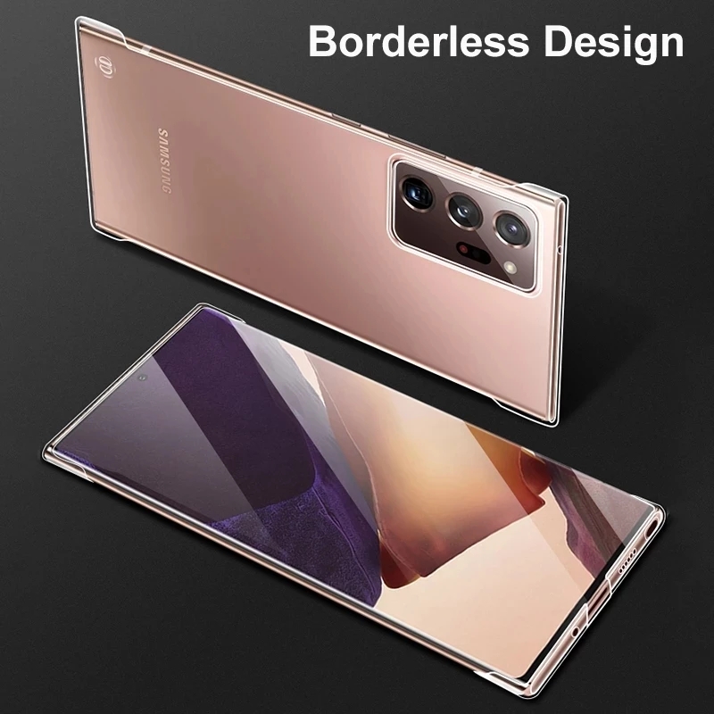 Transparent PC Hard Phone Case For Samsung Galaxy S22 S20 S21 S23 FE S24 ULTRA S10 S9 Note 20 10 Plus 9 Borderless Cover. 