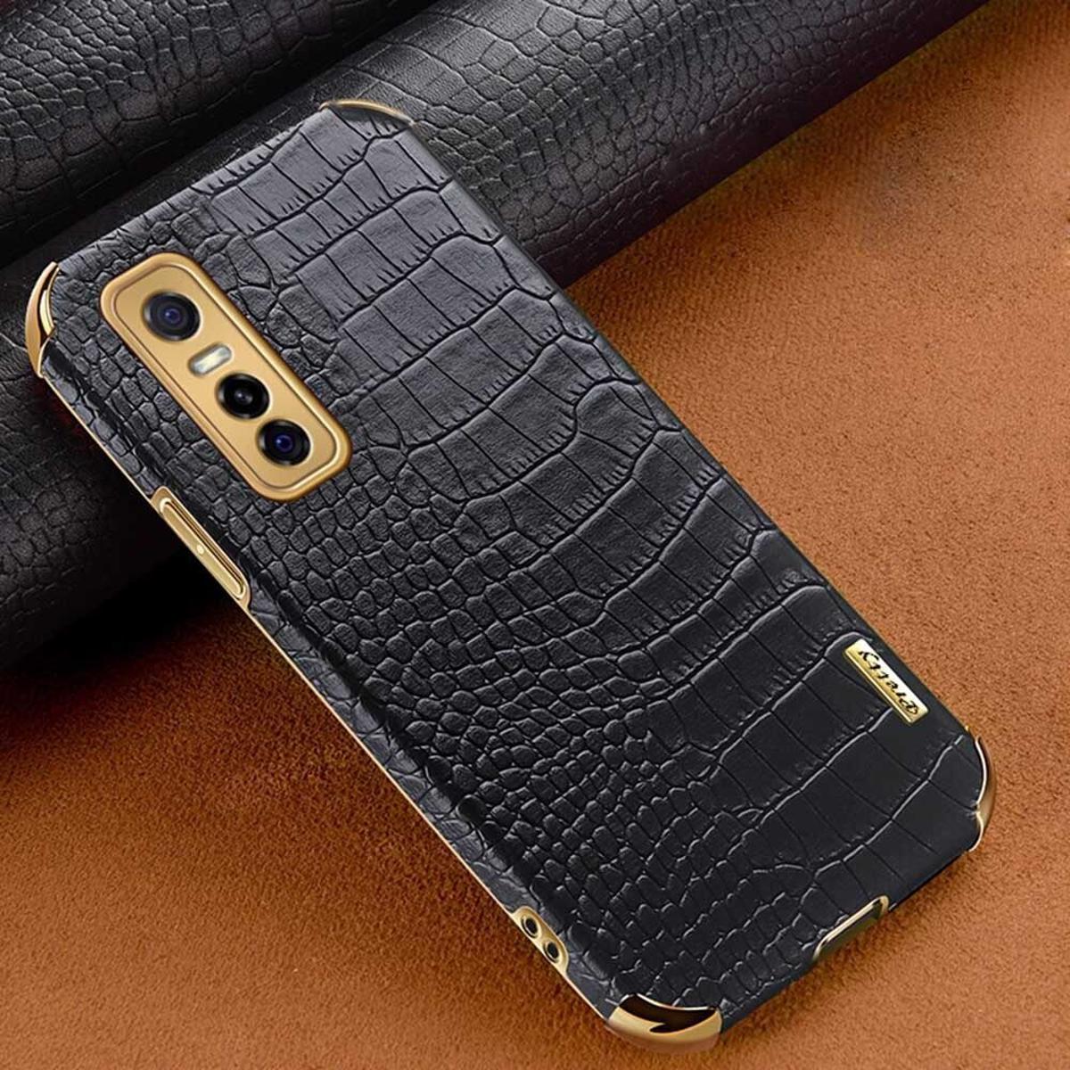 xprmy for Vivo Y73S 5G/S7E Phone Case Electro Plating Crocodile Pattern 3D Camera TPU Soft Shell Anti Drop Back Cover"