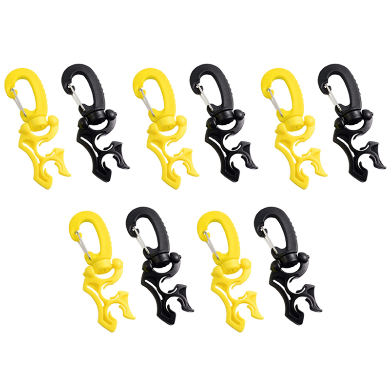 10 Packs Scuba Hose Clip Scuba Diving Hose Holder Clip, Double BCD Dive Hose Holder with Snap Hook Buckle