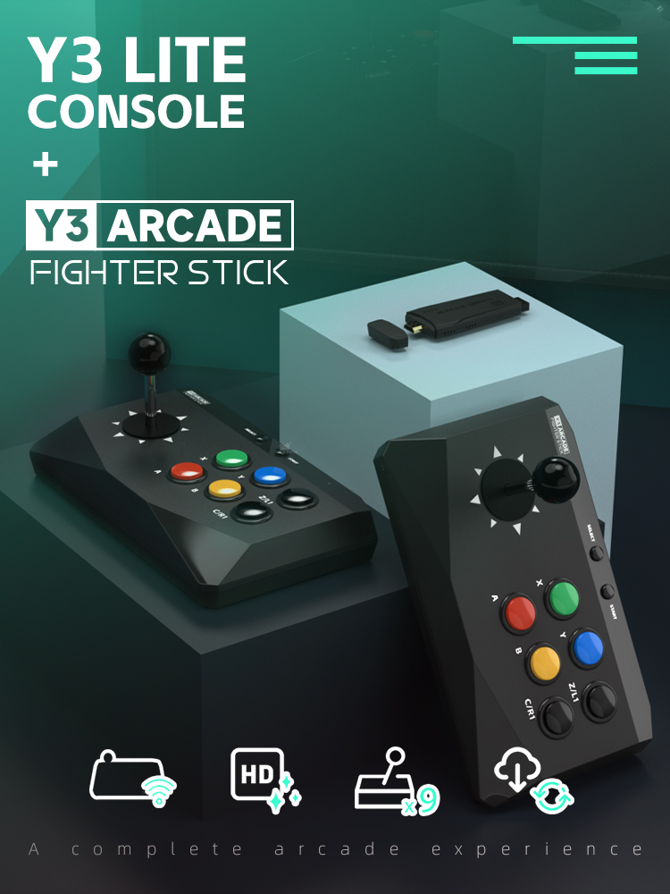 DATA FROG Y3 Arcade Retro Video Game Stick with Joystick Wireless Controller for Street Fighter Gaming Arcade Station