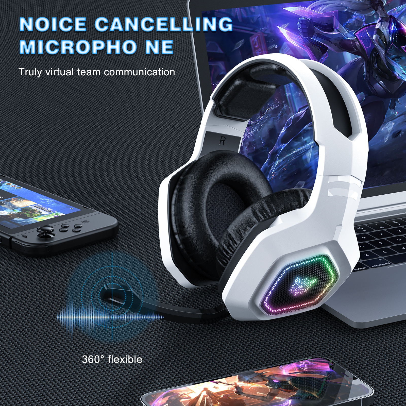 ONIKUMA B100 Bluetooth 5.3 Wireless Bluetooth Headphone with Microphone. 