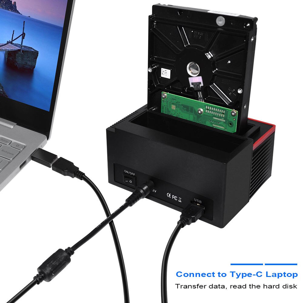 Hannord 2.5/3.5 SATA IDE HDD Docking Station Clone HDD Enclosure Station USB 2.0 Type C Hub MS/M2/XD/CF/SD/TF Card Reader. 