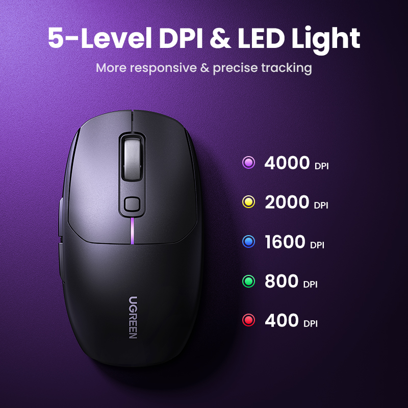 UGREEN Gaming Mouse 5000DPI Wireless Mouse Bluetooth 5.0 2.4G Wired Rechargeable Mice Ergonomic Design For MacBook PC Laptops Mac. 
