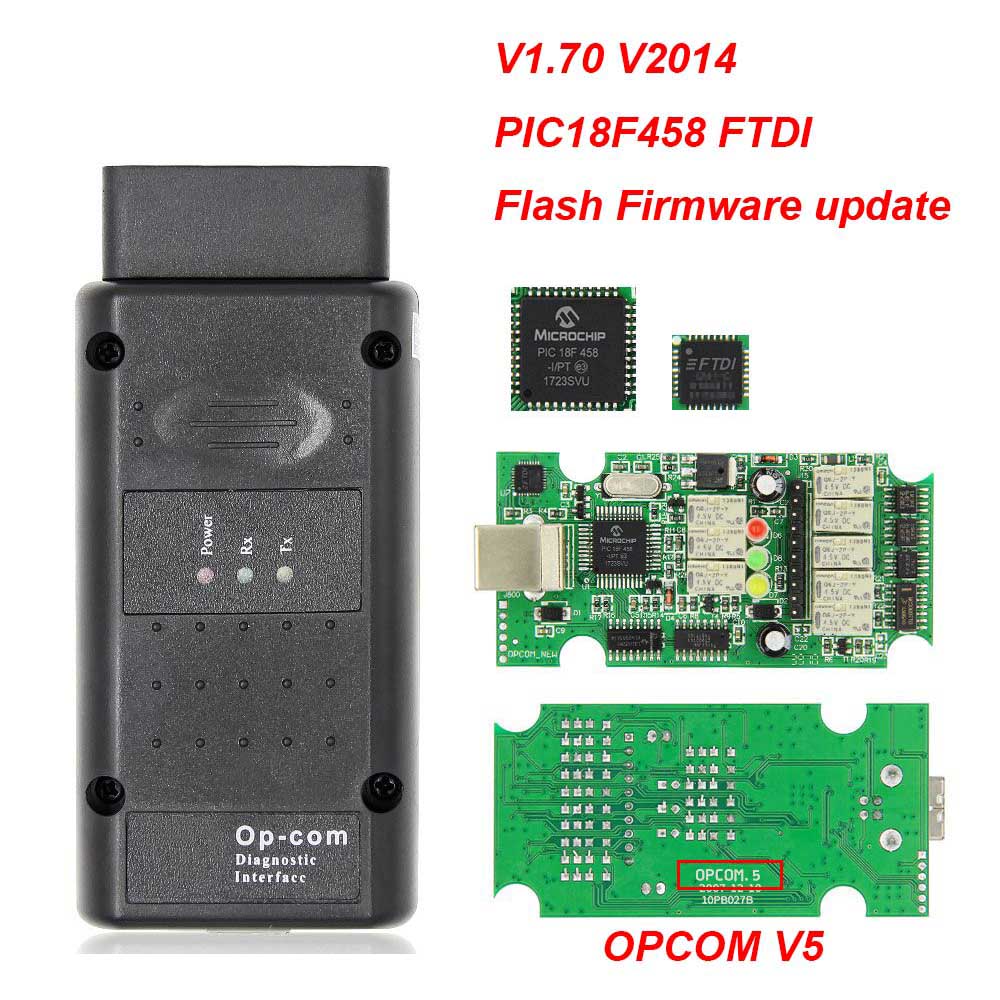 OPCOM V5 For Opel OP COM 1.70 flash firmware update Car Diagnostic Cable for Opel OP-COM PIC18F458 CAN BUS OBD 2 OBD2 Auto Tools