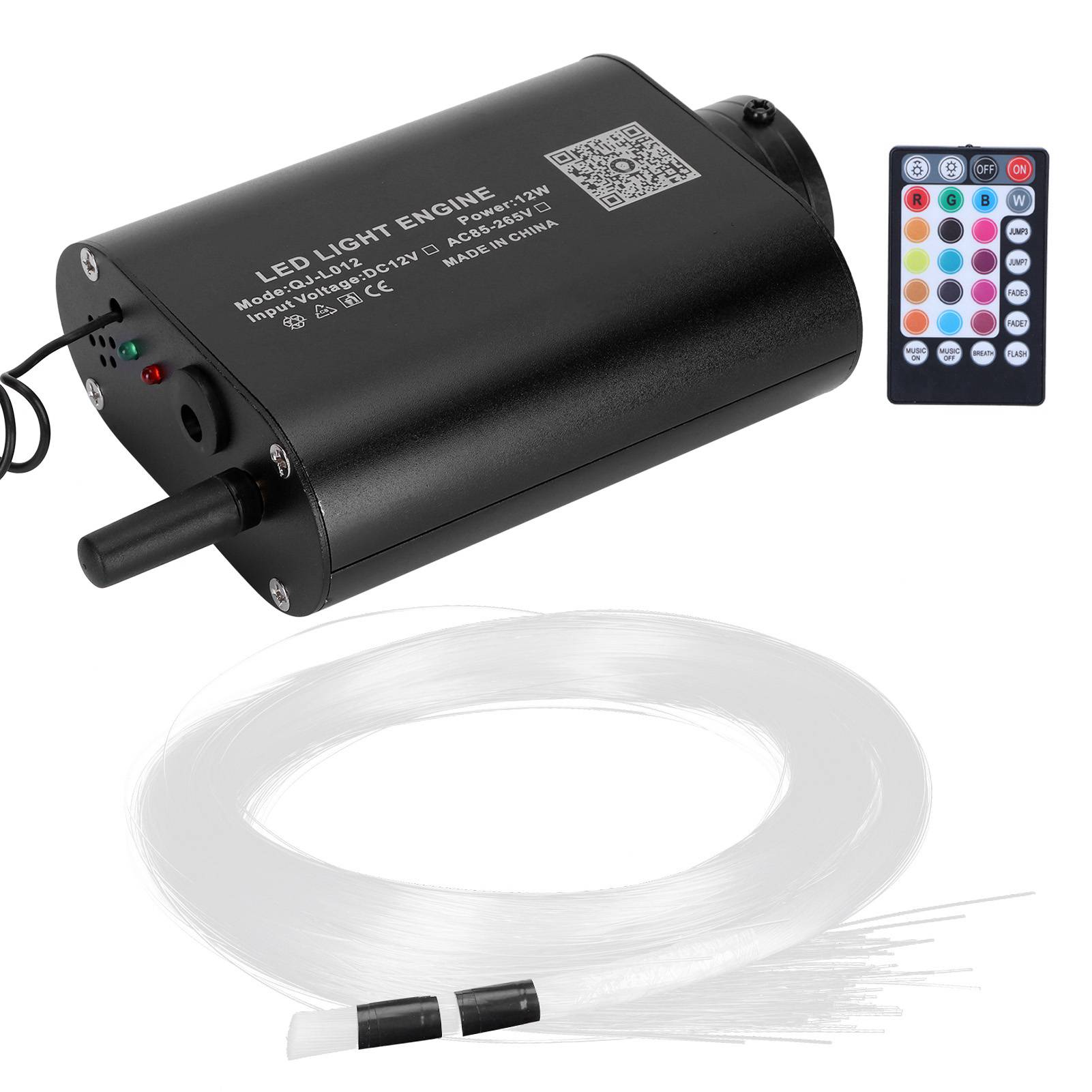 12W 2m Optic Fiber Cable Lamp Car Ceiling Light Kit RGBW Source Device GS. 