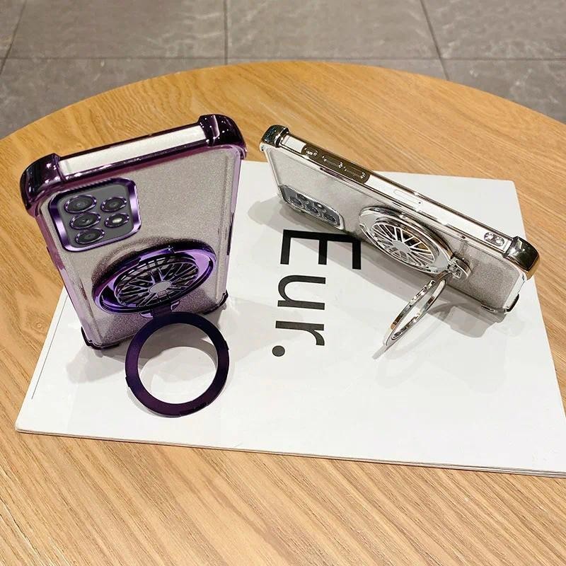 For Samsung Galaxy A23 5G Case Shockproof Electroplated TPU Rotating Gyro Stand Cover Phone Casing For SamsungA23 5G Back cover. 