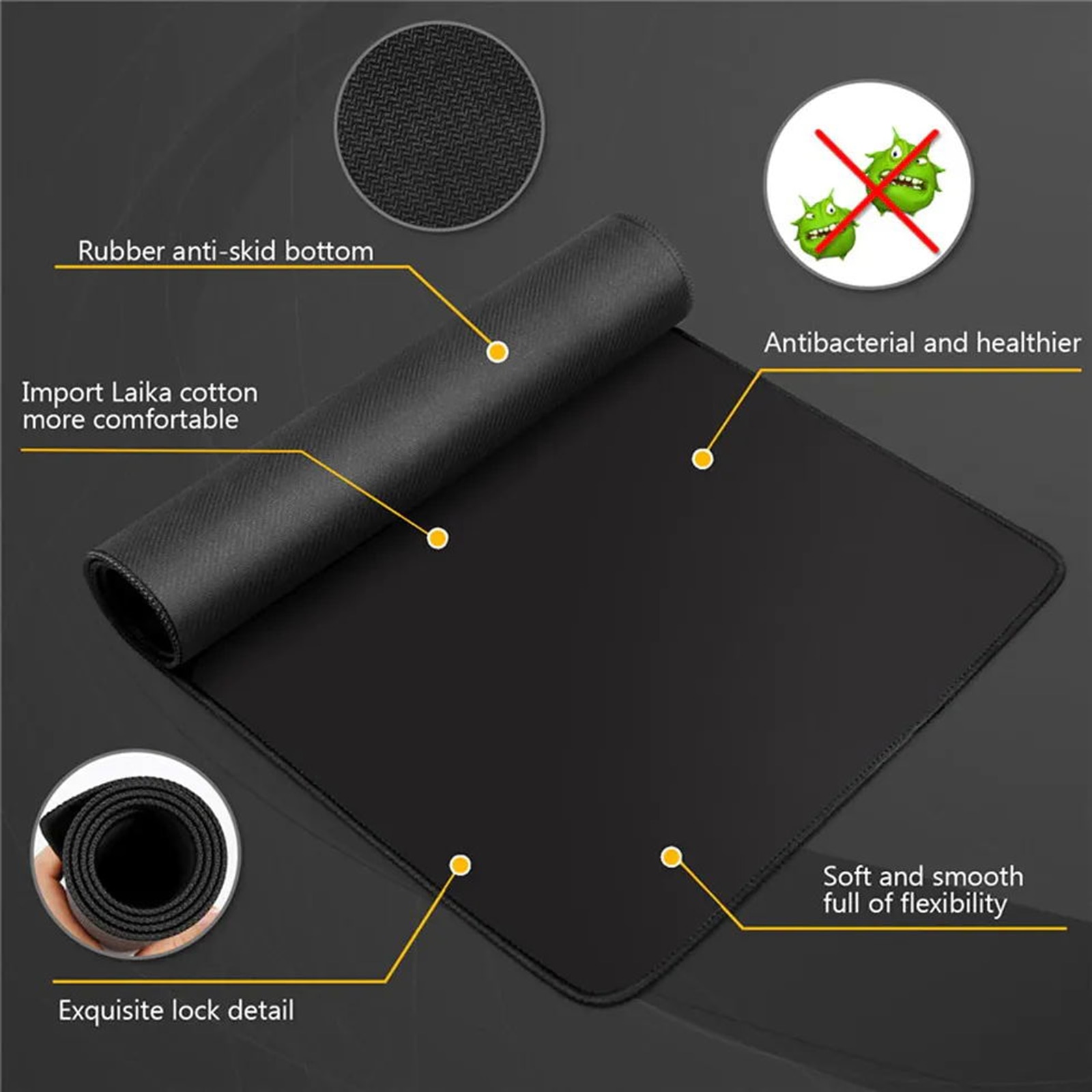Desk Mat Black Mouse Pad Xxl Gaming Computer Mousepad Gamer Big Office Carpet Mause Pads PC Accessories Keyboard Pads Play Mats. 