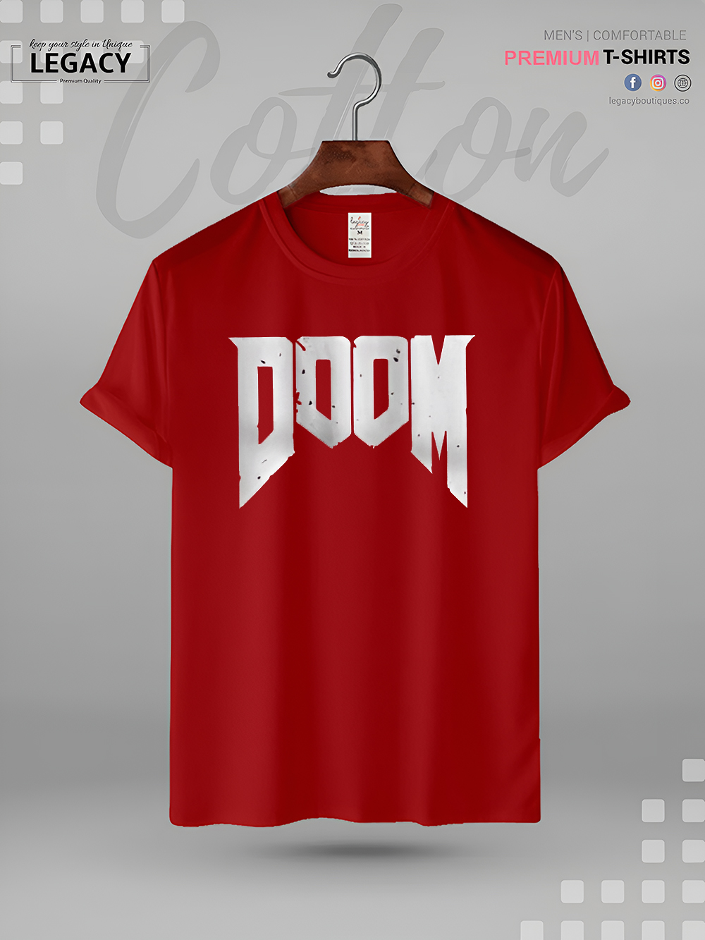 Men's High Quality T-Shirt In Lowest Price Doomguy Doom Character Name Printed. 
