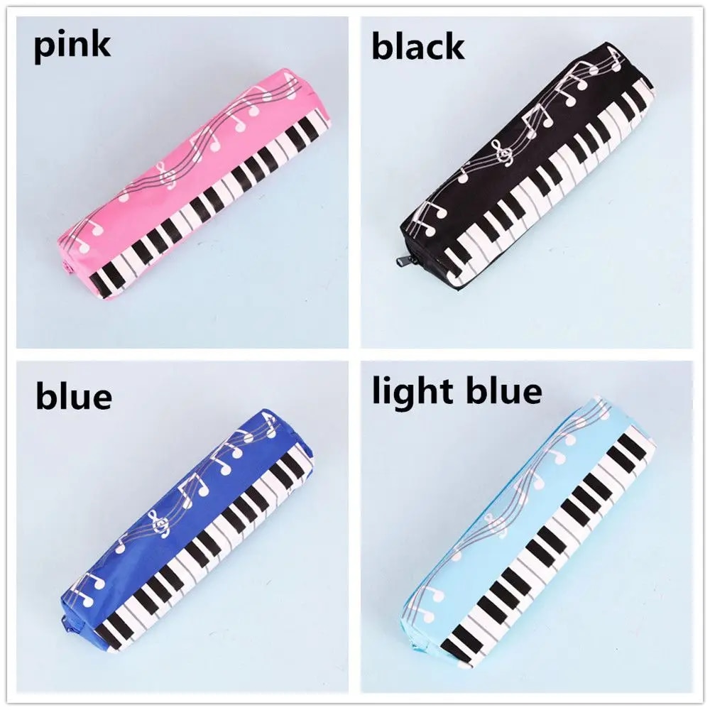 Creative Musical Note Piano Stationery Pouch Student Pencil Case Square Single Layer Oxford Cloth Pen Bag for Girls Boy. 