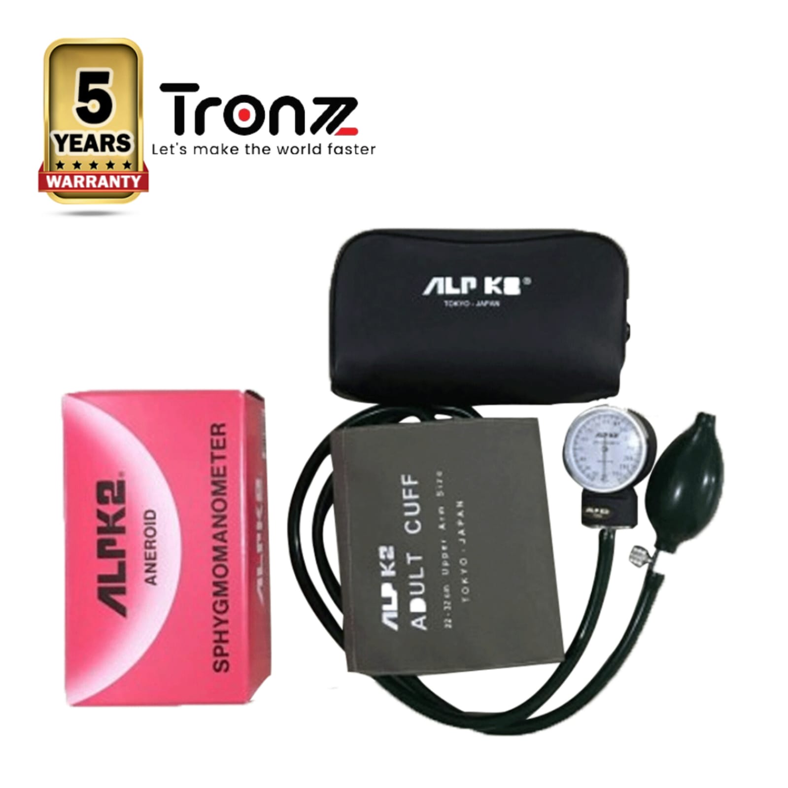 Japan Made ALPK2 Aneroid Sphygmomanometer With Stethoscope (Manual BP) 5 Years Brand warranty by TRONZZ.com. 
