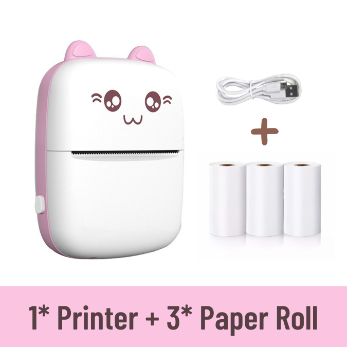 Portable Mini Thermal Printer 58mm Bluetooth Printer for printing Photo Label DIY Handcraft List Memo Notes Journal Receipt Instant Printer, Nadra-C9-Pink-Mini-3-Roll. 