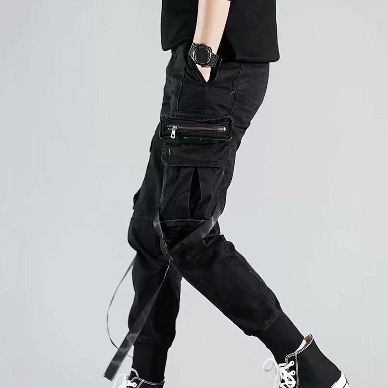 Autumn Cargo Pants Solid Color Hip-hop Style Autumn Cargo Pants. 