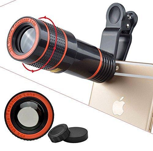 APEXEL APL - HS12XDG3ZJ Cell Phone Camera Lens Kit 4 in 1 12X Telephoto Lens with Tripod Wide Angle Macro Fisheye - Black. 