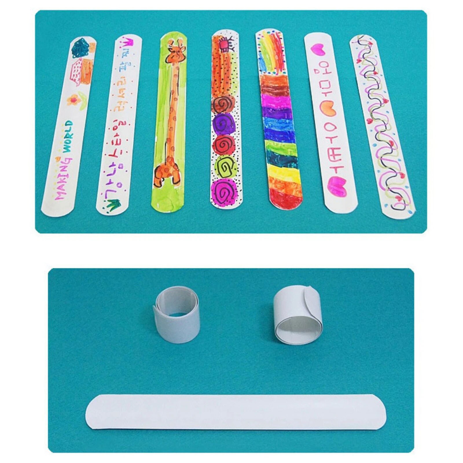 【Hengli jewelry story】(NEW)10 Pack White Slap Bracelet Band Party Bracelet Favors for Kids DIY School Party Wristband Accessories